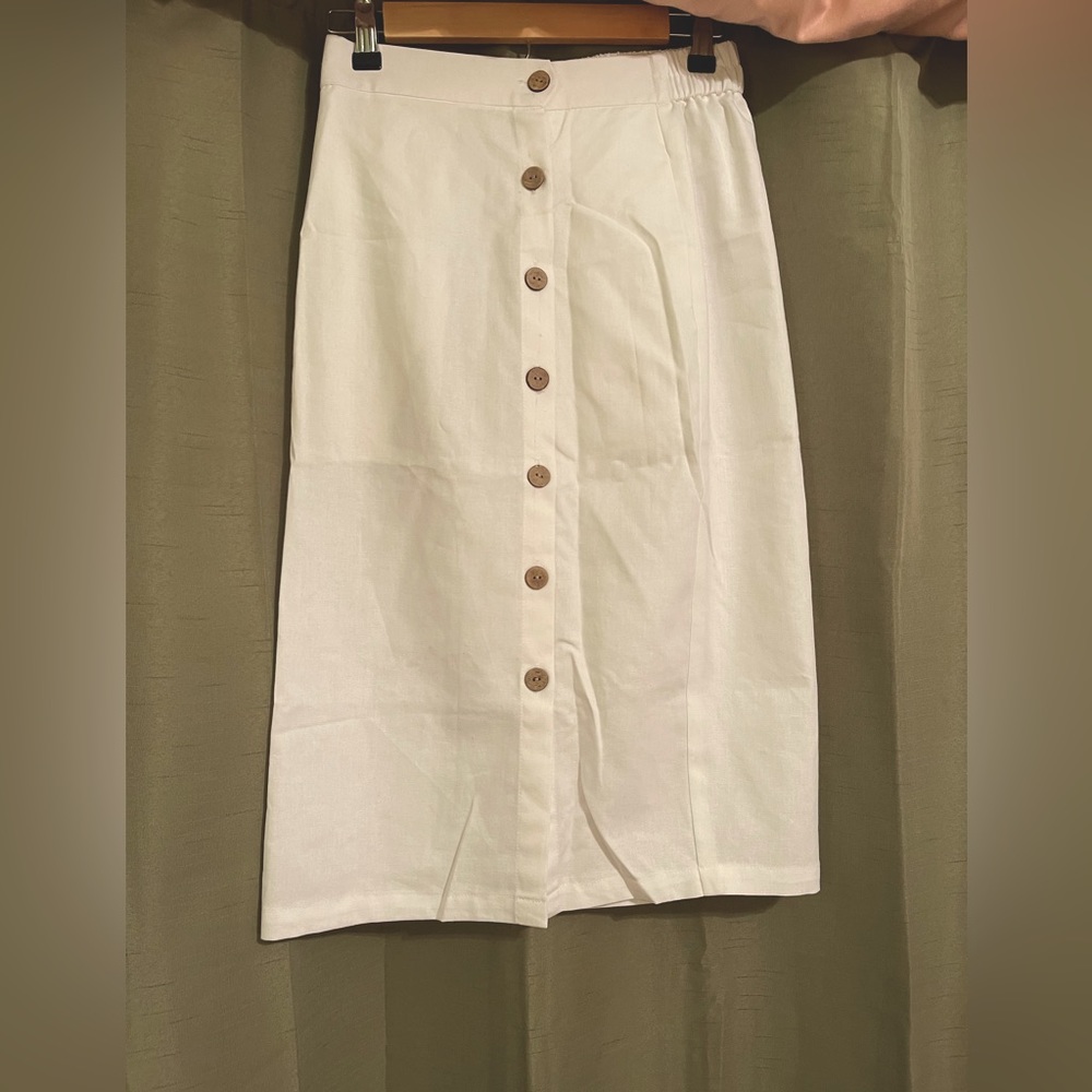 NEW Linen Pencil Skirt, Button-Down